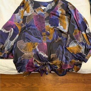 Chico's Vibrant Abstract Blouse - Purple, Blue, Gold
